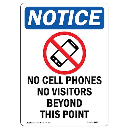 Signmission OSHA Notice, 5" Height, No Cell Phones No Sign With Symbol, 5" X 3.5", Portrait OS-NS-D-35-V-14427